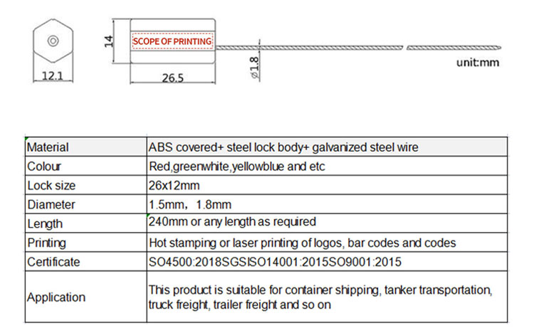 Vedação de fio de caminhão Truck wire seal