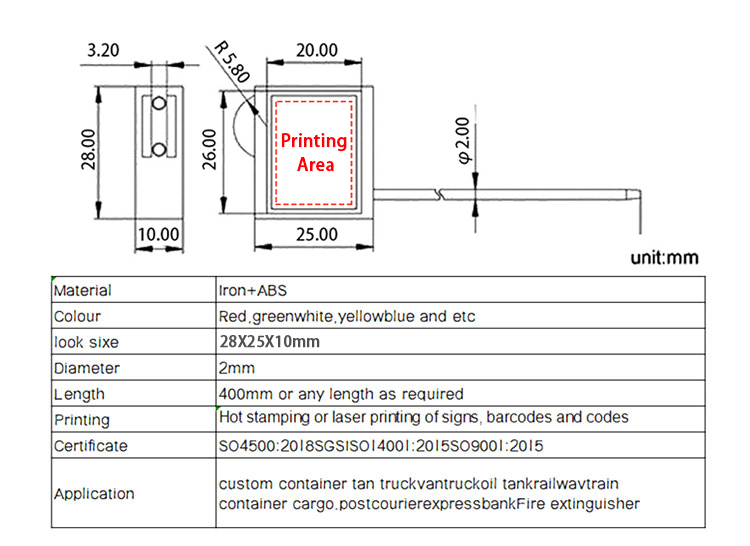 Selo de arame do contêiner Container wire seal