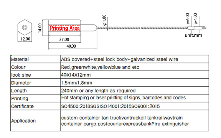 Vedação de fio de caminhão Truck wire seal