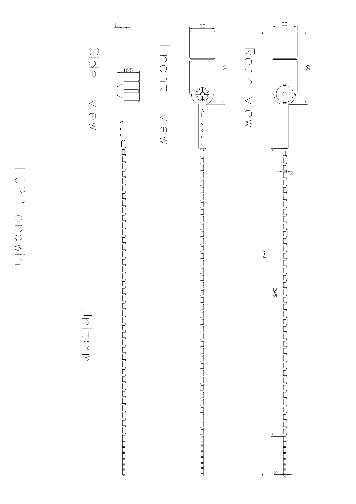 Laços de segurança de plástico L022 L022 Plastic Security Ties