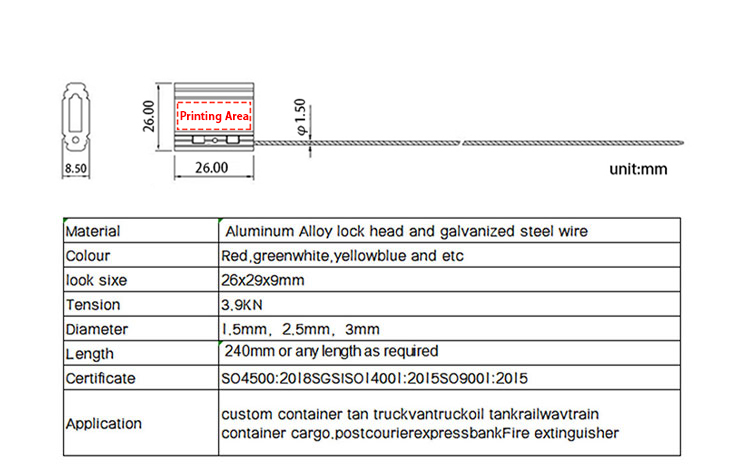 Selo de arame do contêiner Container wire seal