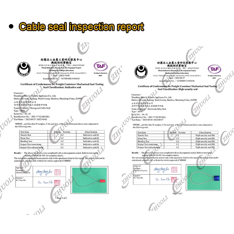 Vedações de cabos invioláveis ​​S002